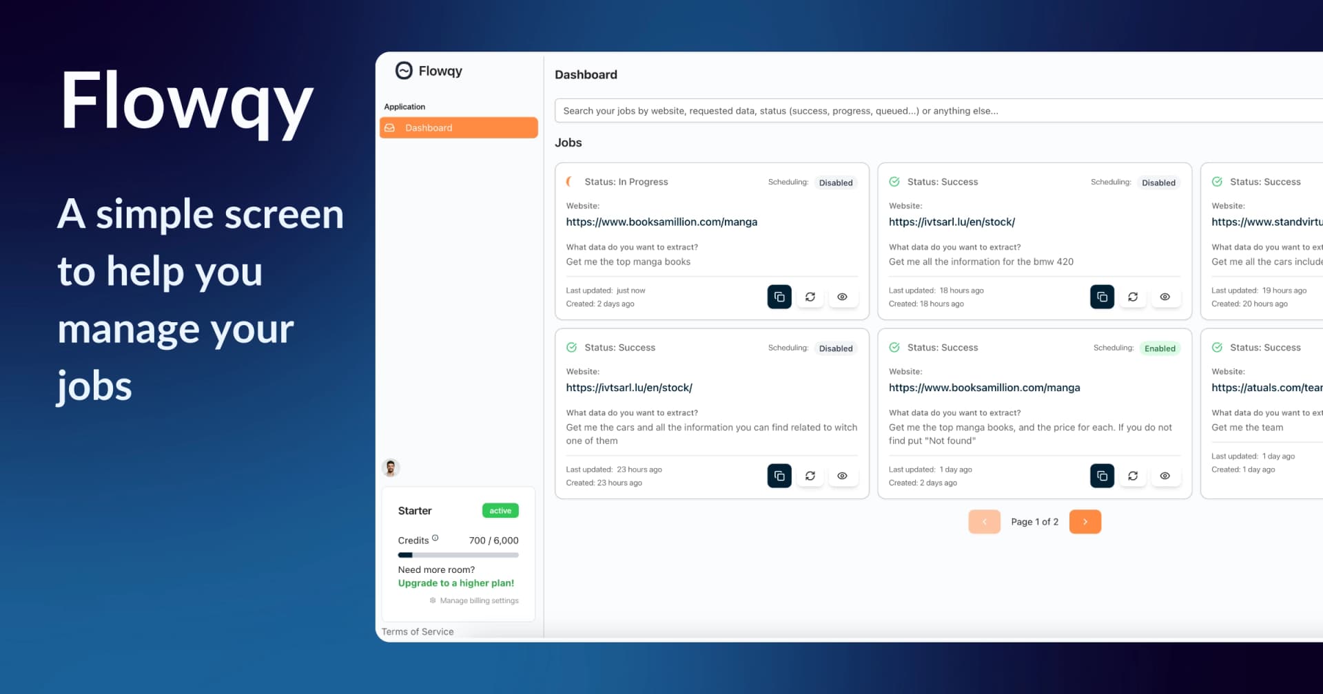 Flowqy User Dashboard